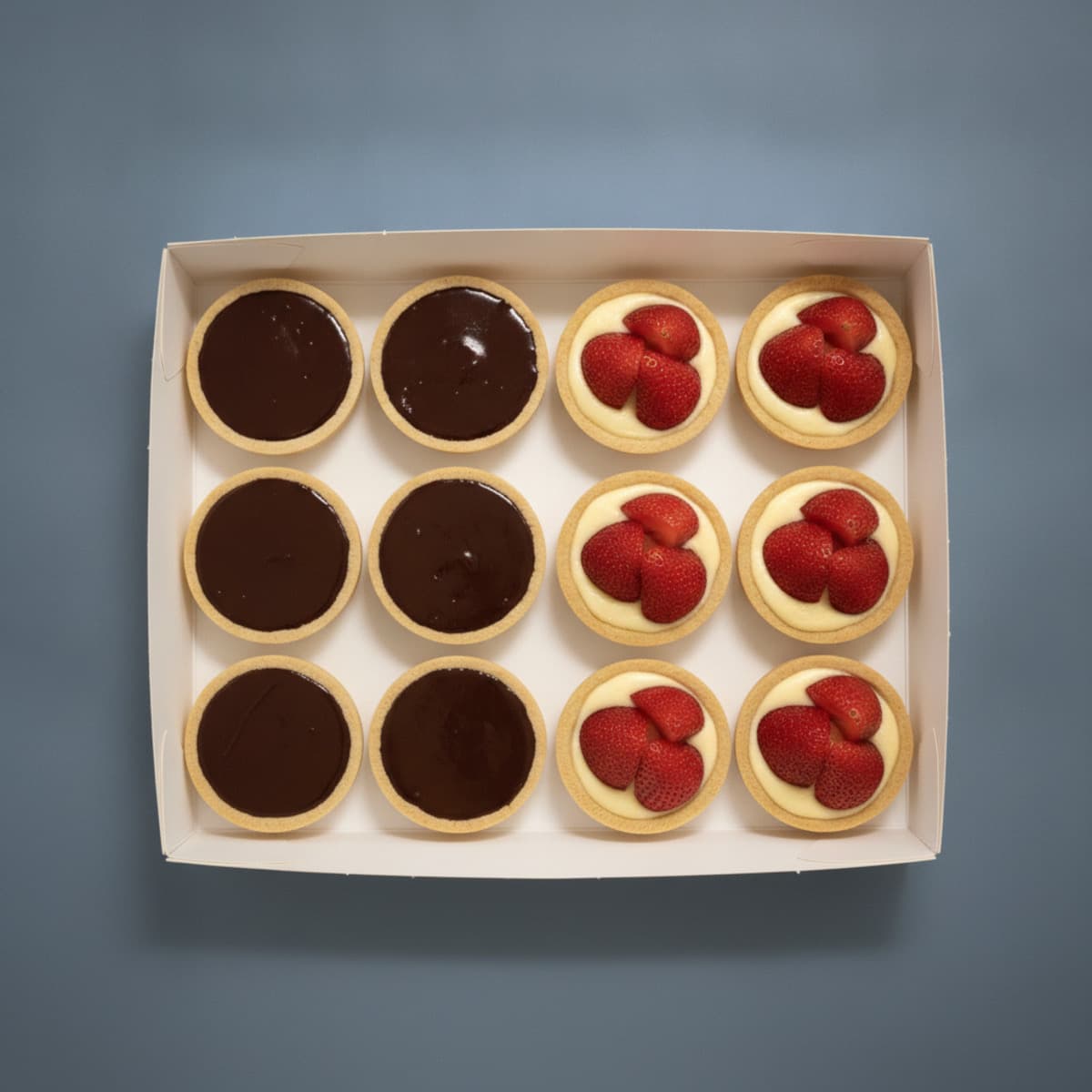 Vanilla Custard & Strawberry + Chocolate Ganache — Box of 12 photo