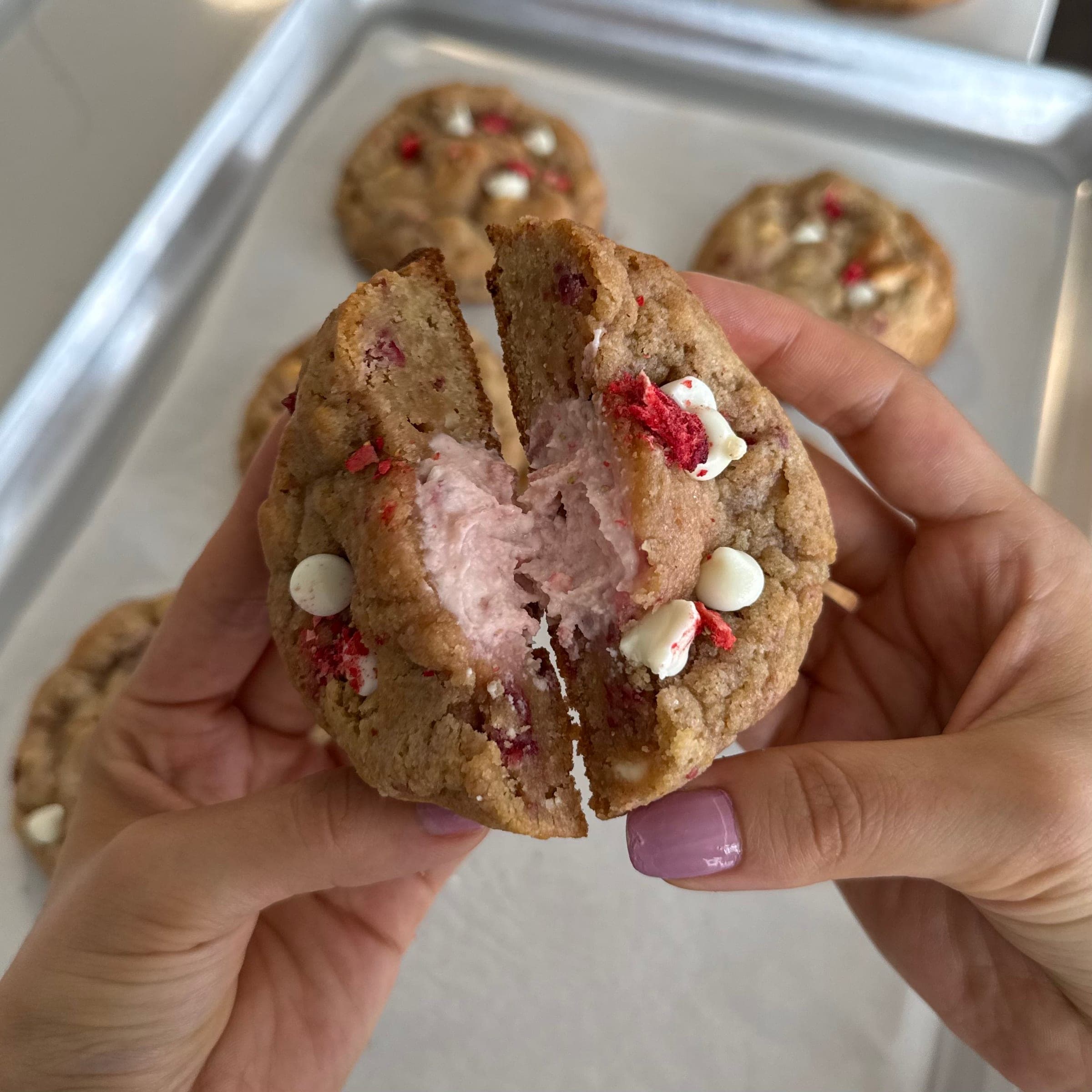 Strawberry Cream Shortcake Cookie 🍓 (creamy filling) - 2