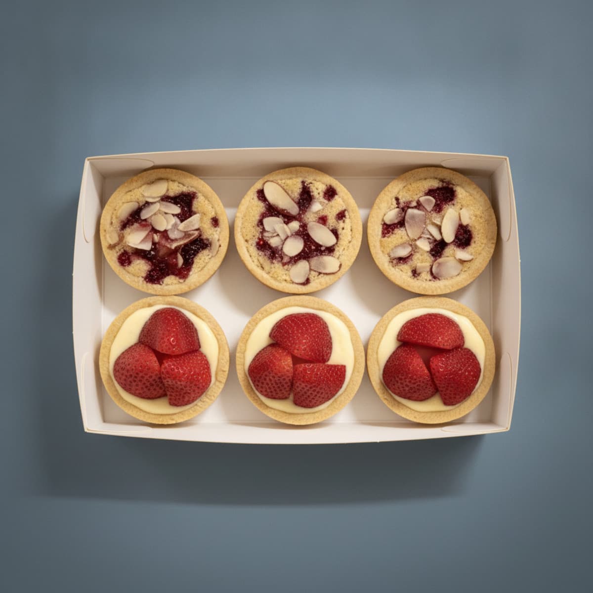 Vanilla Custard & Strawberry + Almond Cream & Raspberry — Box of 6 photo