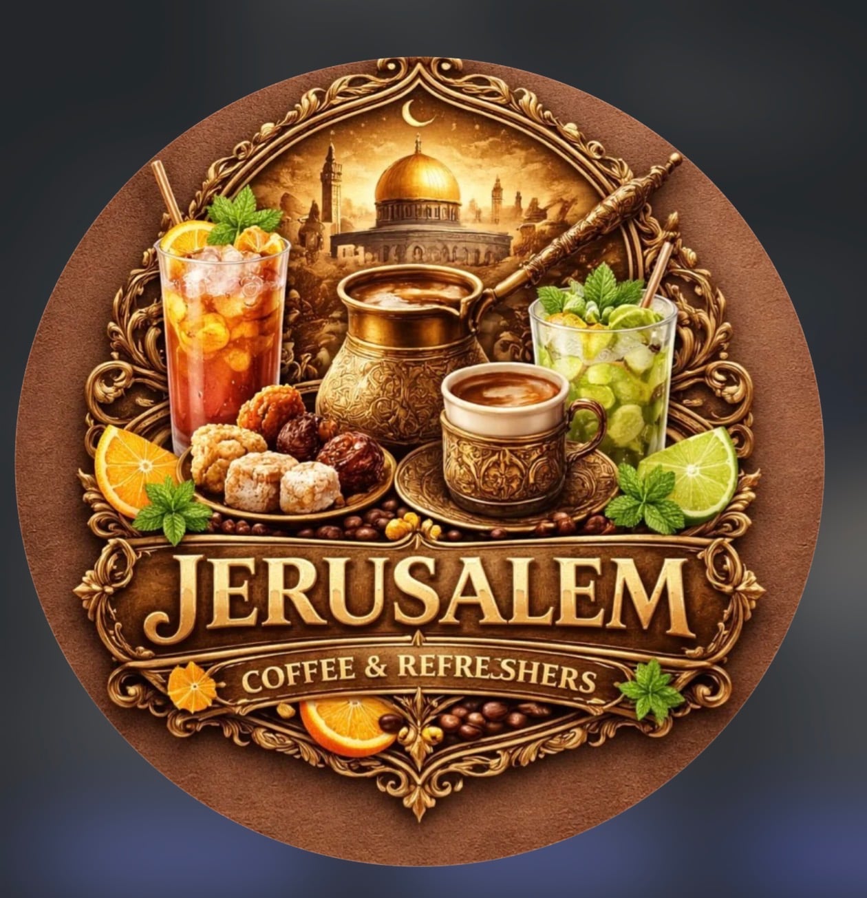 Jerusalem, coffee and bakery banner